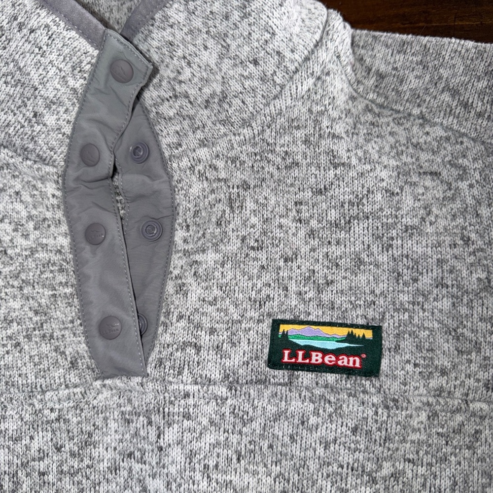 LL Bean 1/4 Snap Sweater Fleece Heathered Gray Hiking Outdoors Womens Medium Reg - Picture 2 of 10